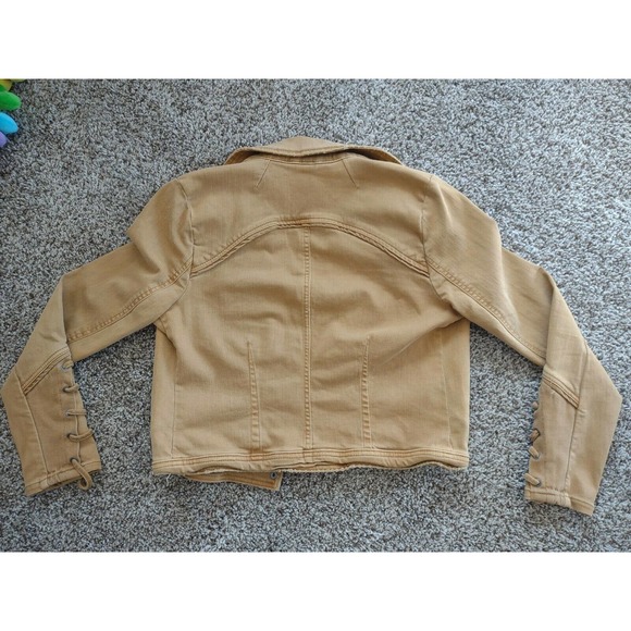 FREE PEOPLE Vintage Distressed Jacket Jean Jacket Lace Up Sleeves size M NWOT - Picture 4 of 13